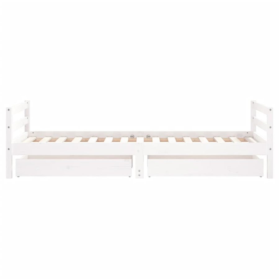 Kinderbedframe Met Lades 90X190 Cm Massief Grenenhout Wit