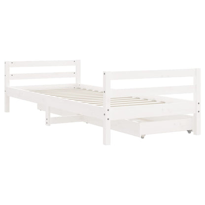 Kinderbedframe Met Lades 90X190 Cm Massief Grenenhout Wit