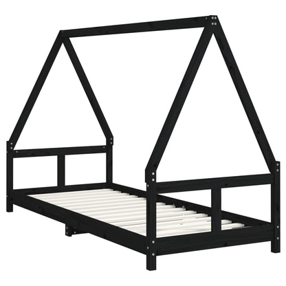 Kinderbedframe 80X200 Cm Massief Grenenhout Zwart