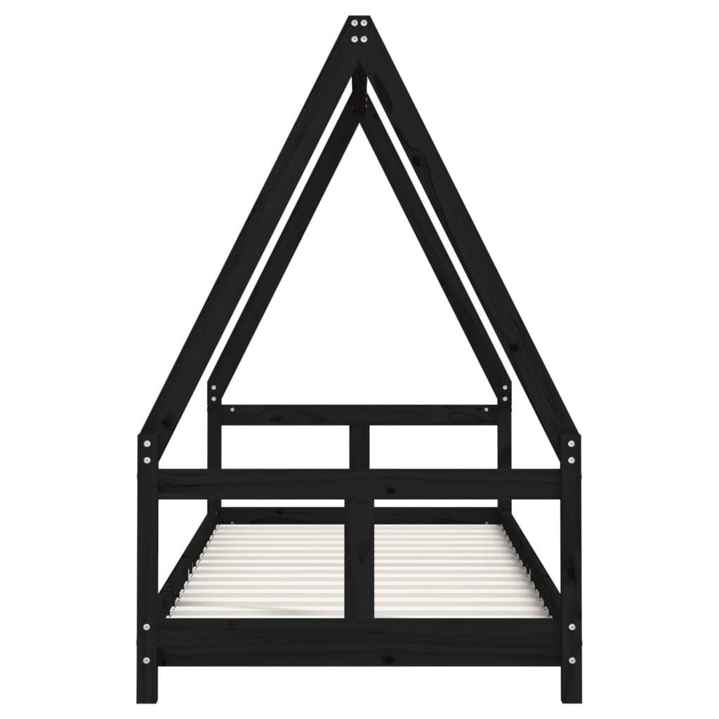 Kinderbedframe 80X200 Cm Massief Grenenhout Zwart