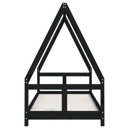 Kinderbedframe 80X200 Cm Massief Grenenhout Zwart