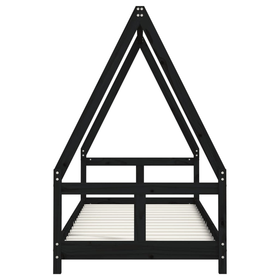 Kinderbedframe 80X200 Cm Massief Grenenhout Zwart