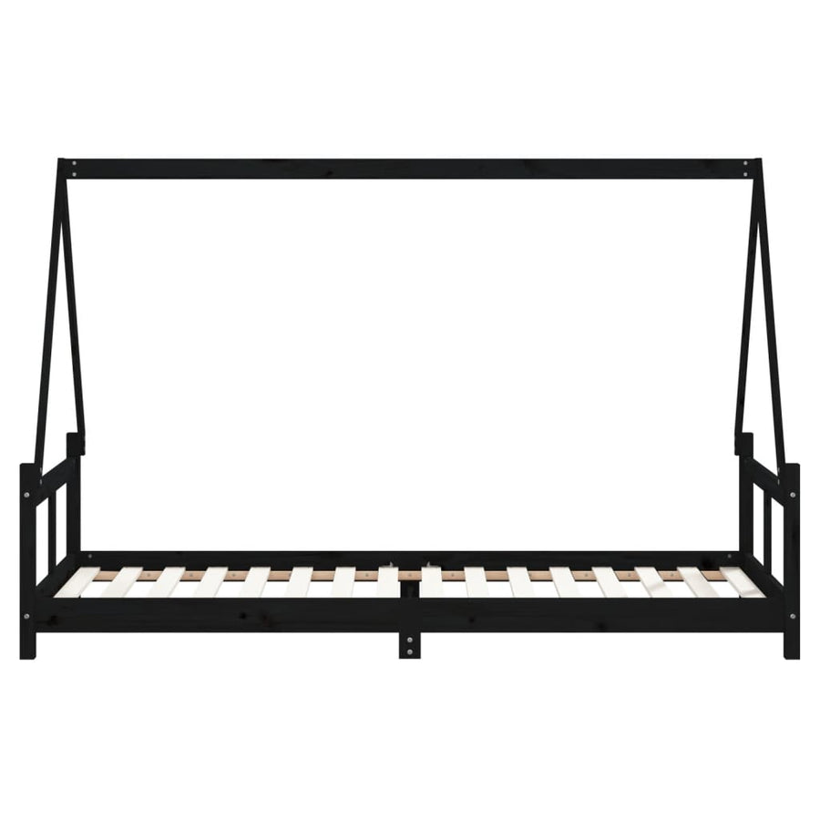 Kinderbedframe 80X200 Cm Massief Grenenhout Zwart