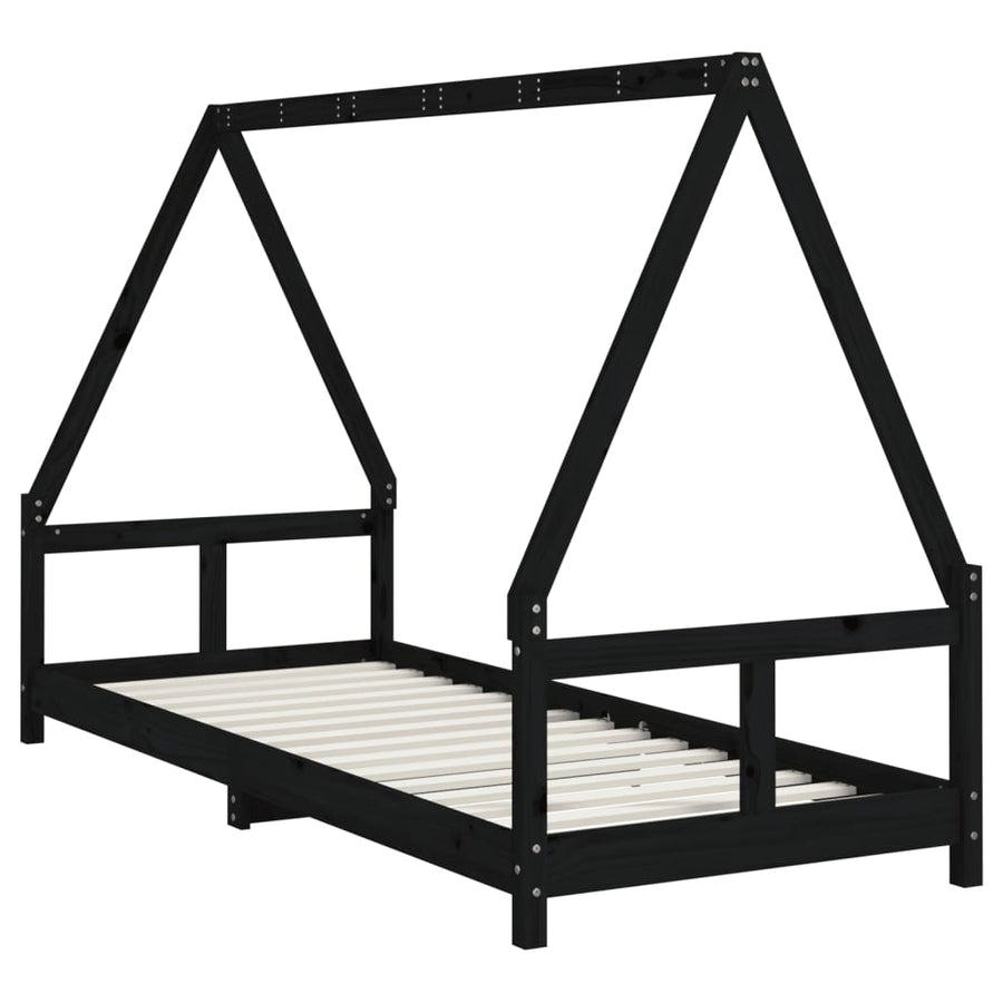Kinderbedframe 80X200 Cm Massief Grenenhout Zwart