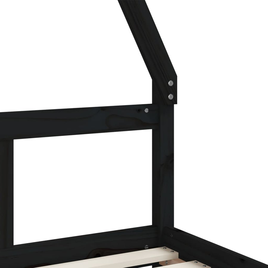 Kinderbedframe 80X200 Cm Massief Grenenhout Zwart