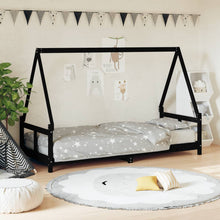 Kinderbedframe 80X200 Cm Massief Grenenhout Zwart