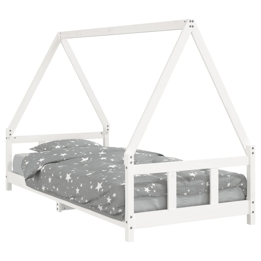 Kinderbedframe 90X200 Cm Massief Grenenhout Wit