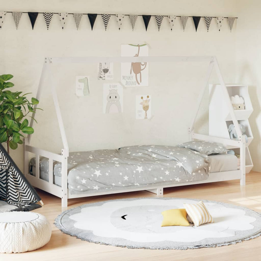 Kinderbedframe 90X200 Cm Massief Grenenhout Wit