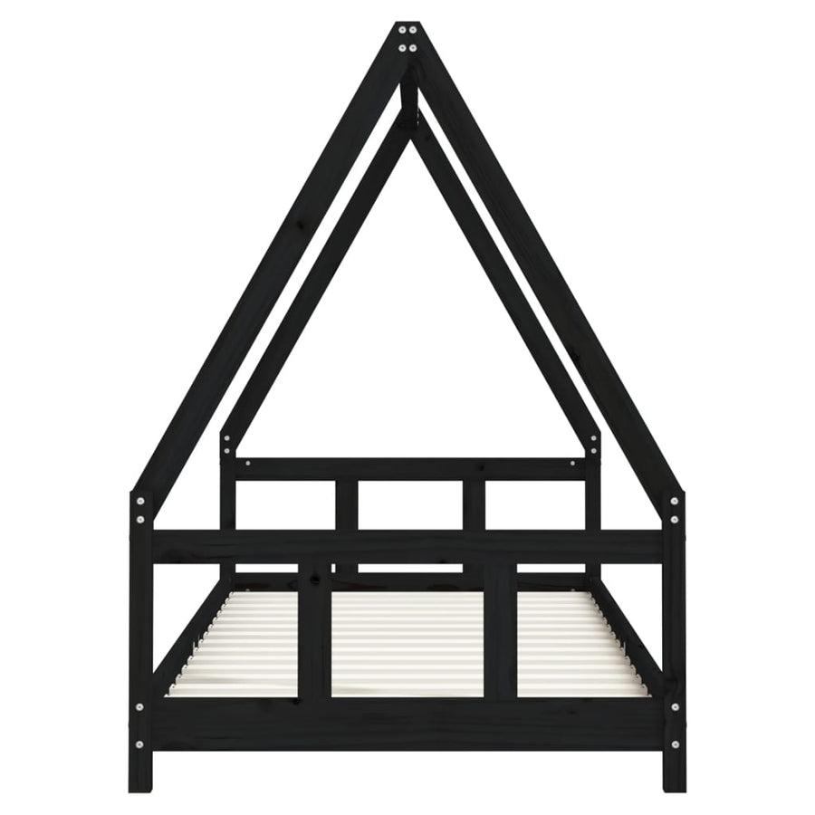 Kinderbedframe 90X200 Cm Massief Grenenhout Zwart