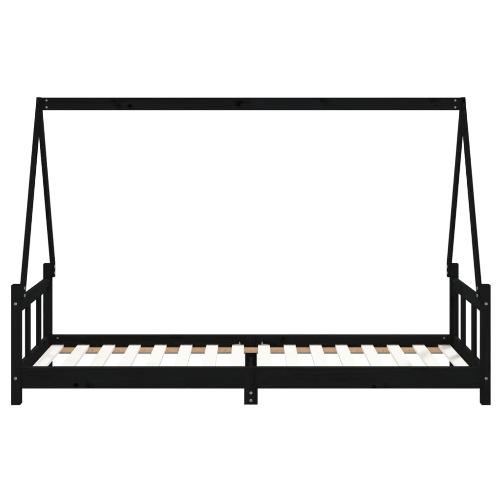 Kinderbedframe 90X200 Cm Massief Grenenhout Zwart