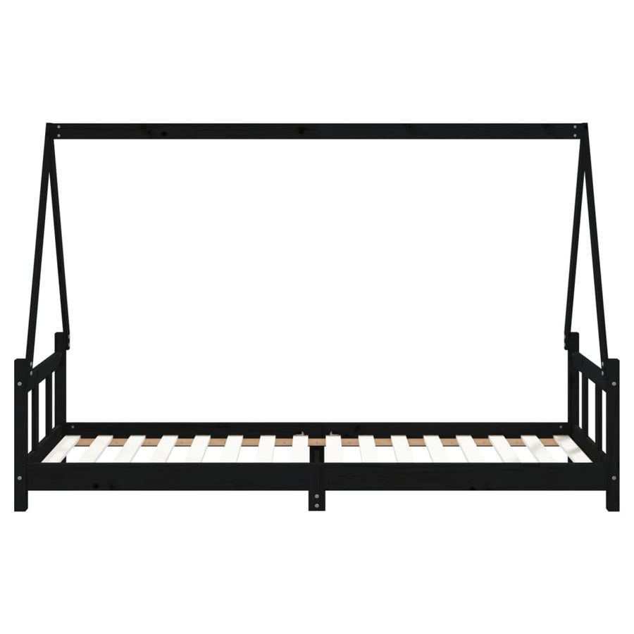 Kinderbedframe 90X200 Cm Massief Grenenhout Zwart
