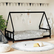 Kinderbedframe 90x200 cm massief grenenhout zwart