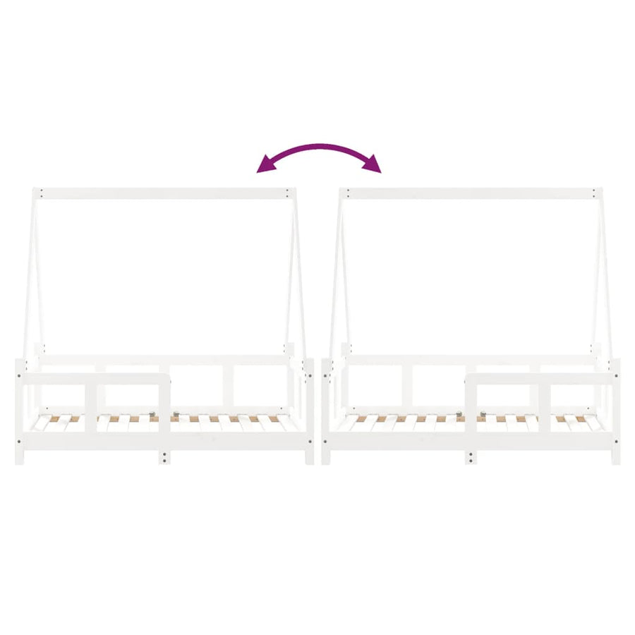 Kinderbedframe 70X140 Cm Massief Grenenhout Wit