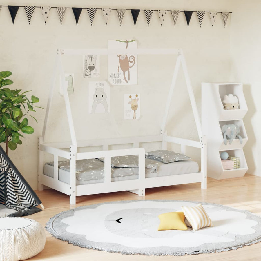 Kinderbedframe 70X140 Cm Massief Grenenhout Wit
