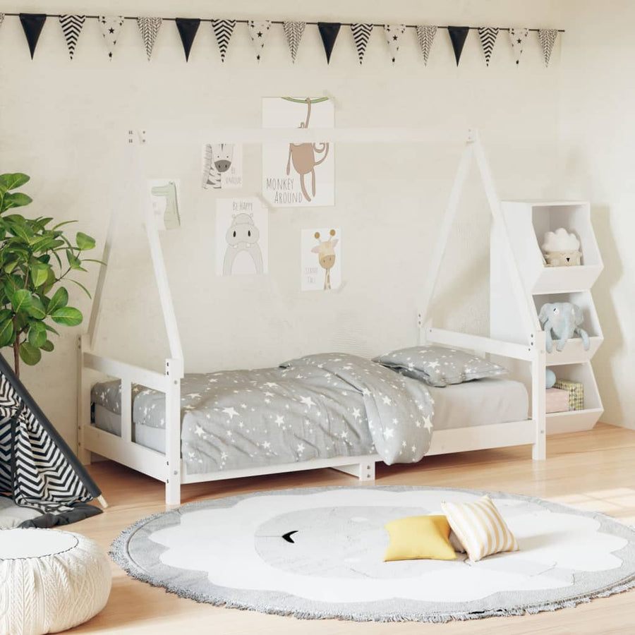 Kinderbedframe 80X160 Cm Massief Grenenhout Wit