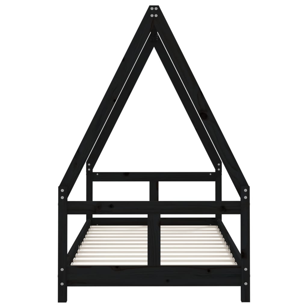 Kinderbedframe 80X160 Cm Massief Grenenhout Zwart