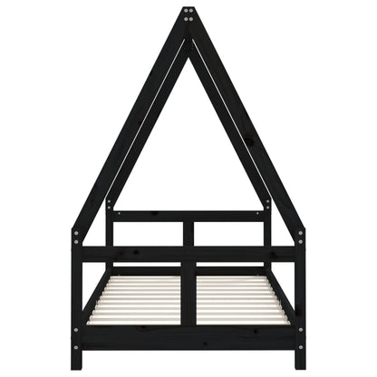 Kinderbedframe 80X160 Cm Massief Grenenhout Zwart