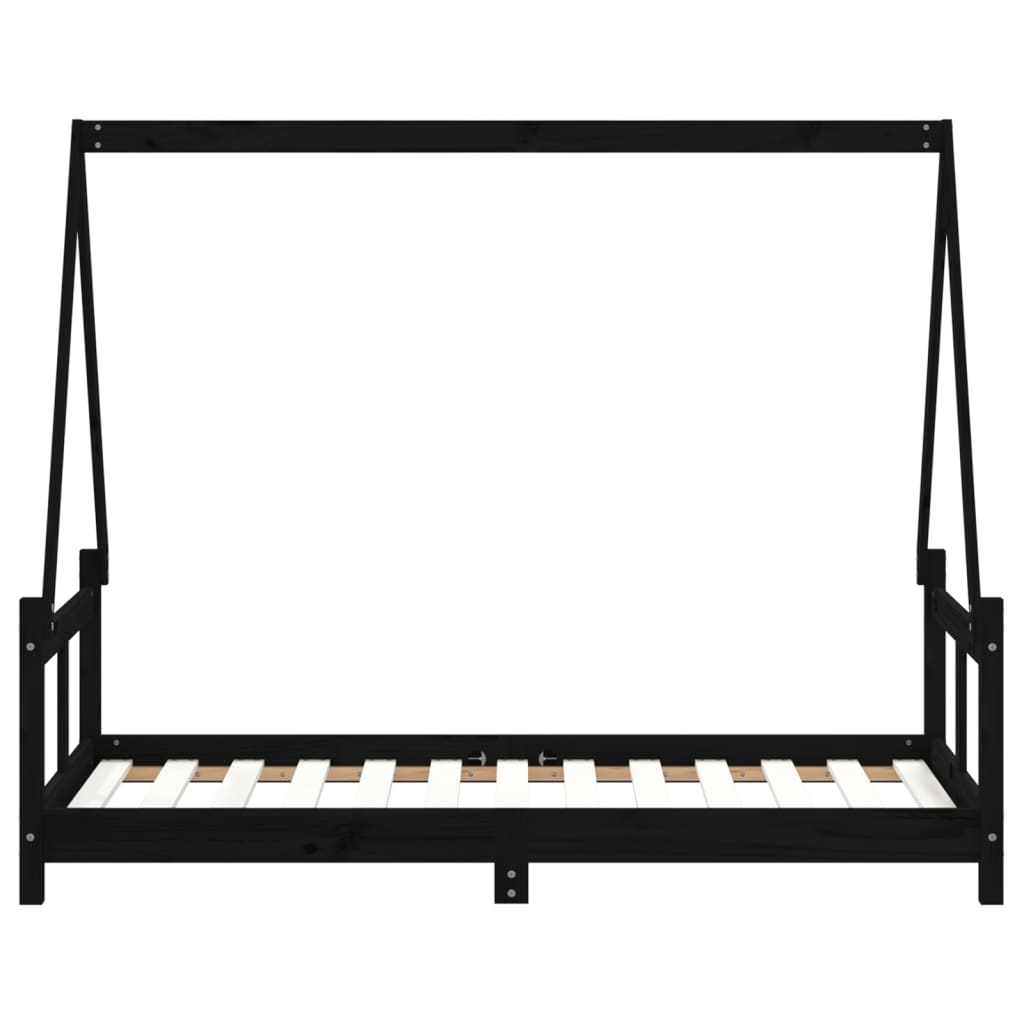 Kinderbedframe 80X160 Cm Massief Grenenhout Zwart