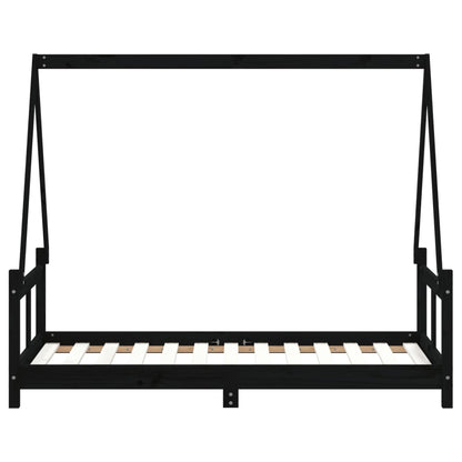 Kinderbedframe 80X160 Cm Massief Grenenhout Zwart