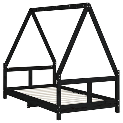 Kinderbedframe 80X160 Cm Massief Grenenhout Zwart
