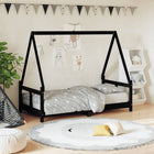Kids bed frame 80x160 cm solid pine wood black