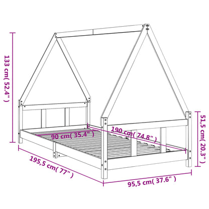 Kinderbedframe 90X190 Cm Massief Grenenhout