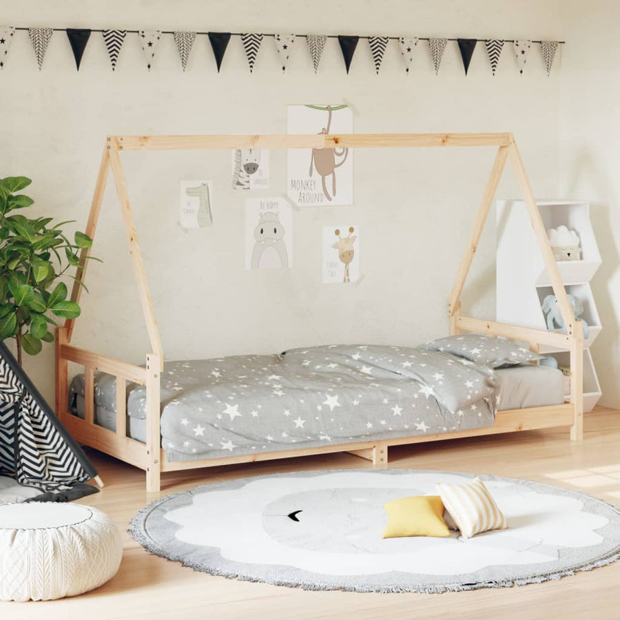 Kinderbedframe 90X190 Cm Massief Grenenhout