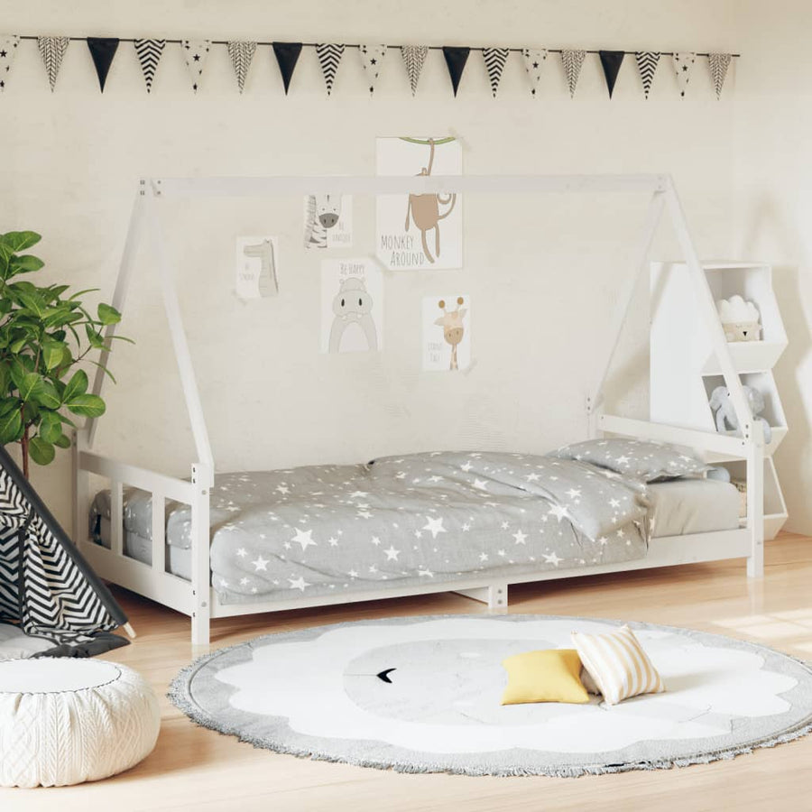 Kinderbedframe 90X190 Cm Massief Grenenhout Wit