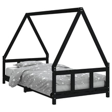 Kinderbedframe 90X190 Cm Massief Grenenhout Zwart