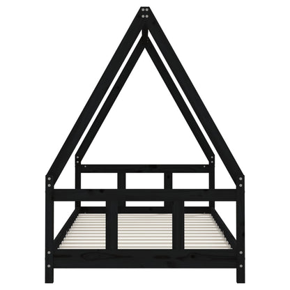 Kinderbedframe 90X190 Cm Massief Grenenhout Zwart
