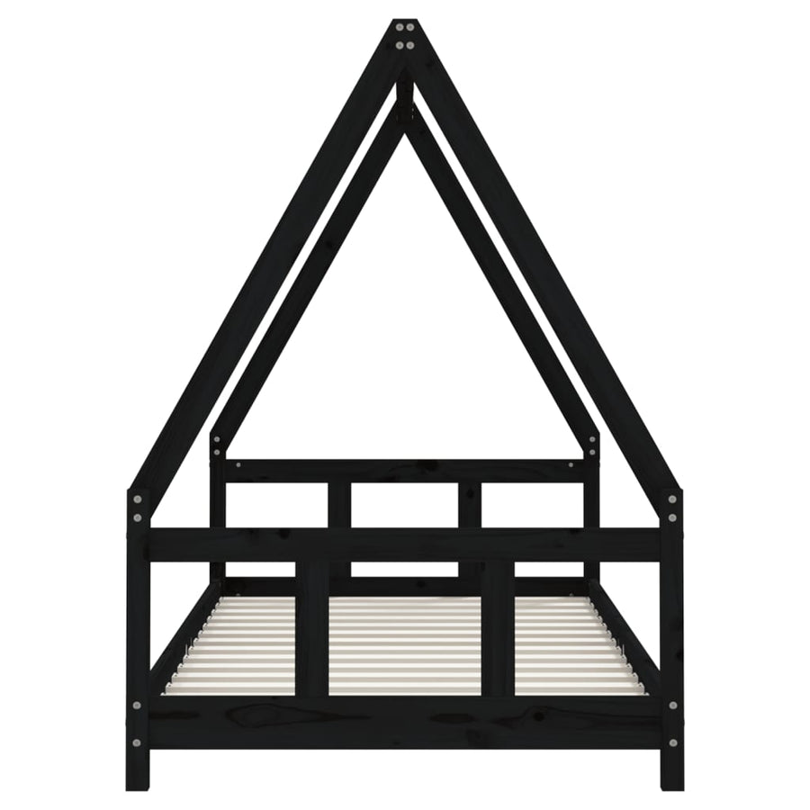 Kinderbedframe 90X190 Cm Massief Grenenhout Zwart