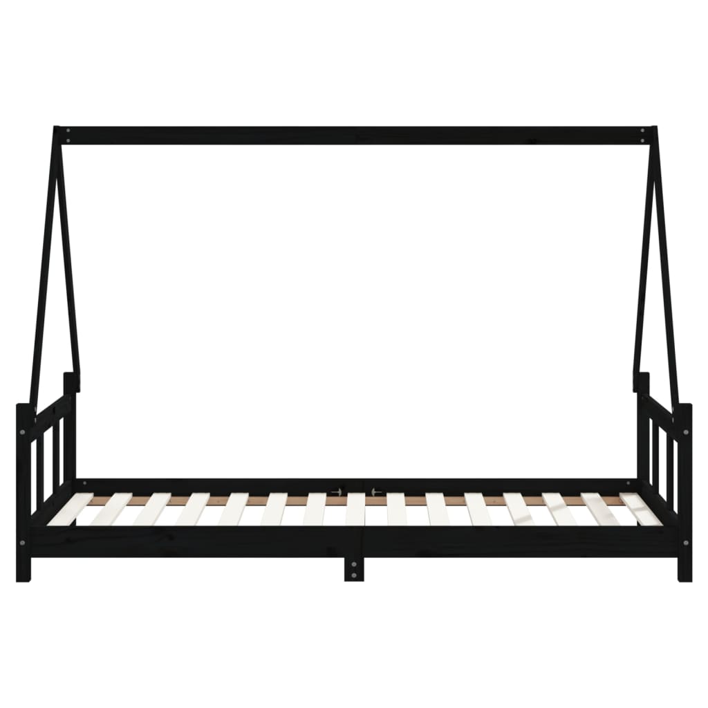 Kinderbedframe 90X190 Cm Massief Grenenhout Zwart