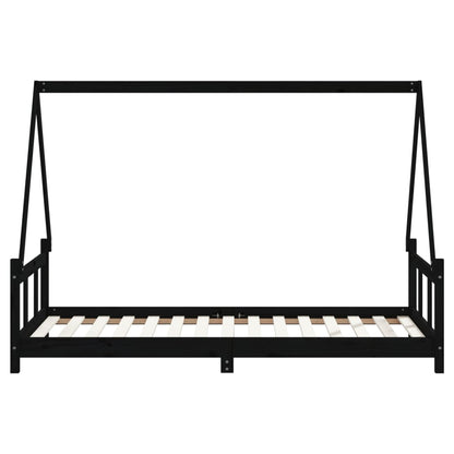 Kinderbedframe 90X190 Cm Massief Grenenhout Zwart