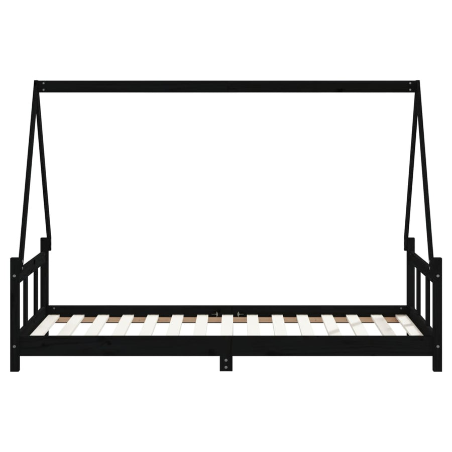 Kinderbedframe 90X190 Cm Massief Grenenhout Zwart