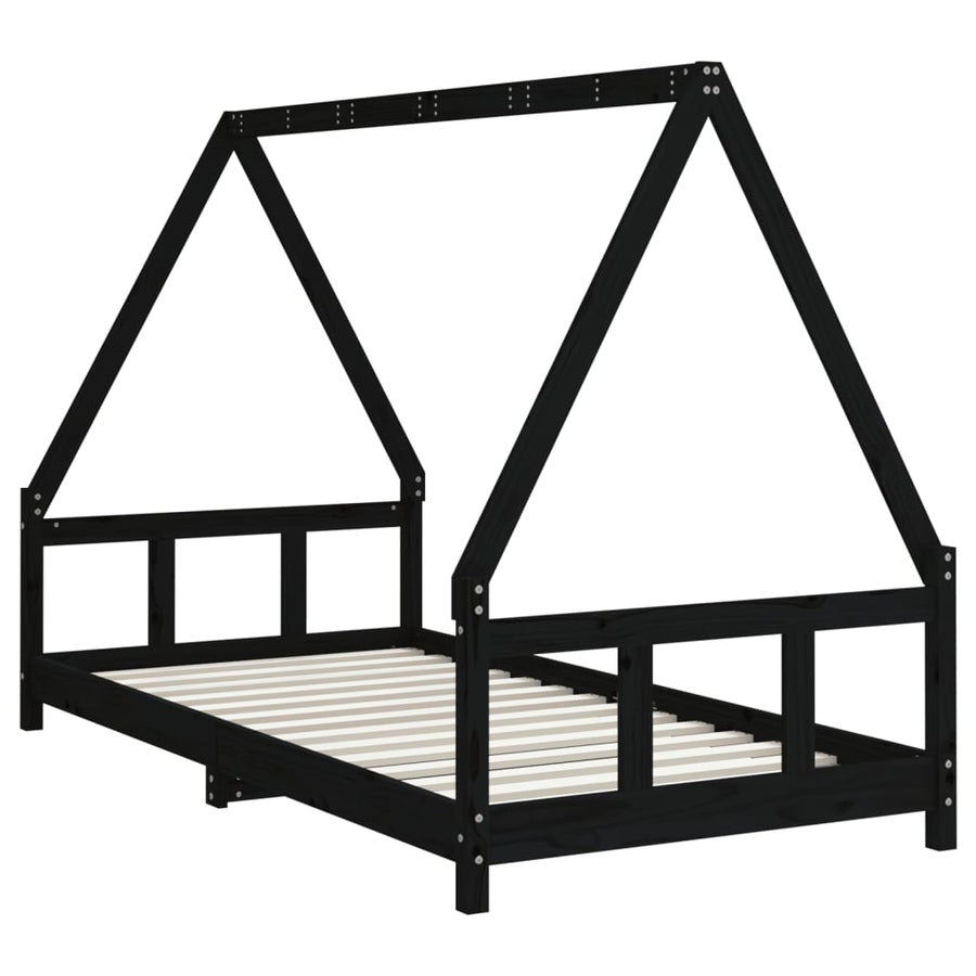 Kinderbedframe 90X190 Cm Massief Grenenhout Zwart