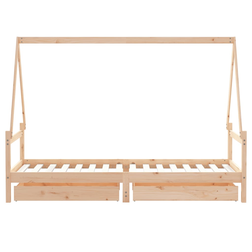 Kinderbedframe Met Lades 80X200 Cm Massief Grenenhout