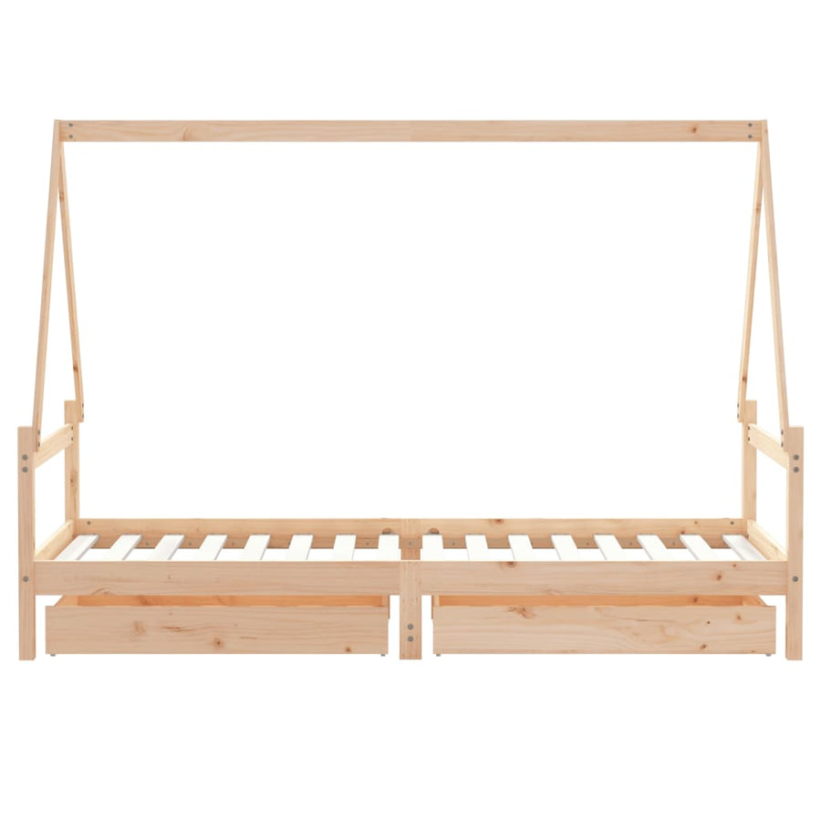 Kinderbedframe Met Lades 80X200 Cm Massief Grenenhout