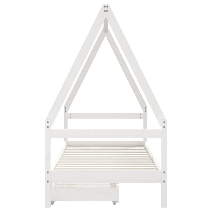 Kinderbedframe Met Lades 80X200 Cm Massief Grenenhout Wit