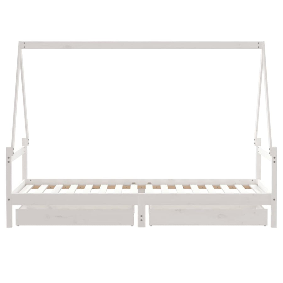 Kinderbedframe Met Lades 80X200 Cm Massief Grenenhout Wit
