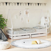 Kinderbedframe 80x200 cm massief grenenhout wit met lades