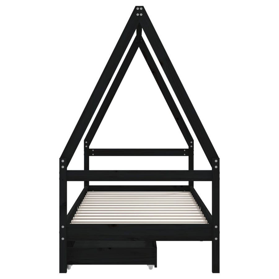 Kinderbedframe 80X200 Cm Massief Grenenhout Zwart