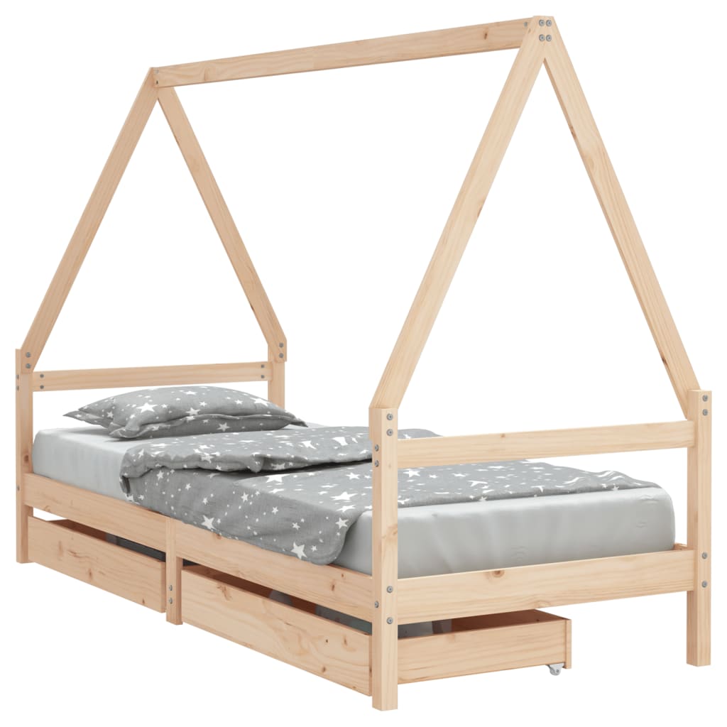 Kinderbedframe Massief Grenenhout 90 x 200 cm Naturel
