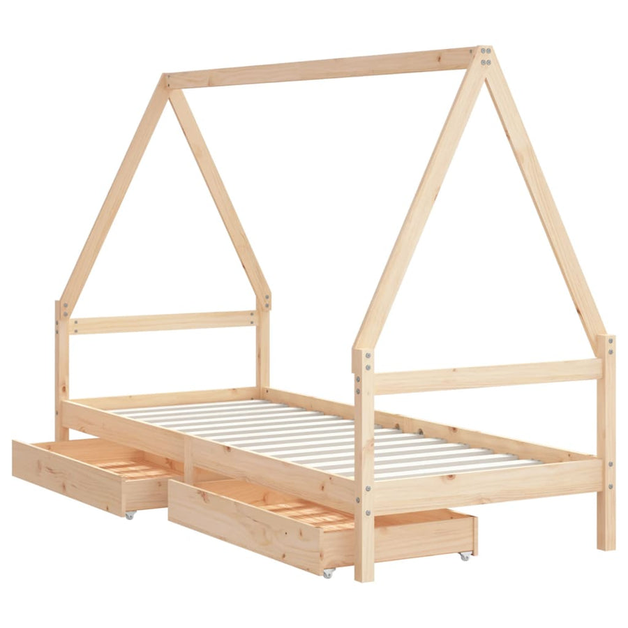 Kinderbedframe Massief Grenenhout 90 x 200 cm Naturel