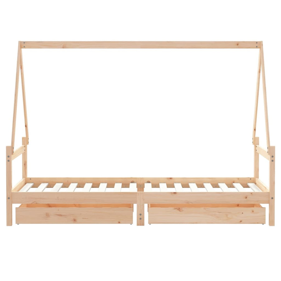 Kinderbedframe Massief Grenenhout 90 x 200 cm Naturel