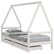 Kinderbedframe Met Lades 90X200 Cm Massief Grenenhout Wit