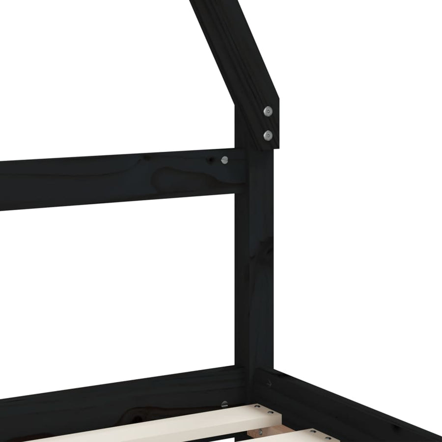 Kinderbedframe Met Lades 90X200 Cm Massief Grenenhout Zwart
