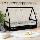 Kinderbedframe 90x200 cm massief grenenhout zwart