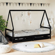Kinderbedframe 90x200 cm massief grenenhout zwart