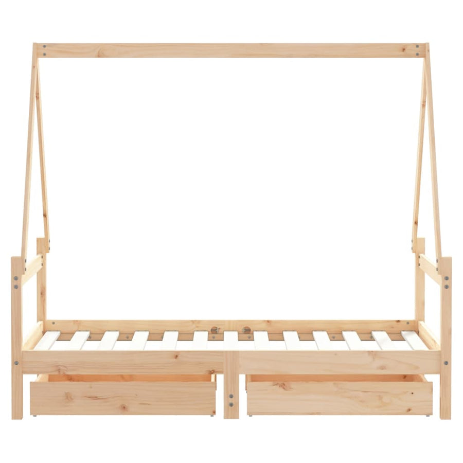 Kinderbedframe Met Lades Massief Grenenhout 80 x 160 cm Naturel