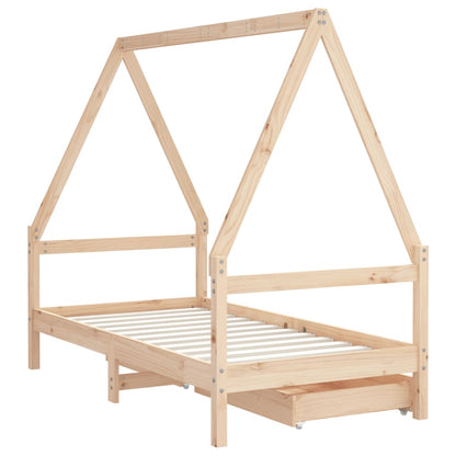 Kinderbedframe Met Lades Massief Grenenhout 80 x 160 cm Naturel